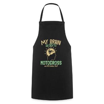 My Brain is 95% Motocross Supermoto Motorcycle - Cooking Apron - black - Front - AI Model Male 185 dark (185cm)
