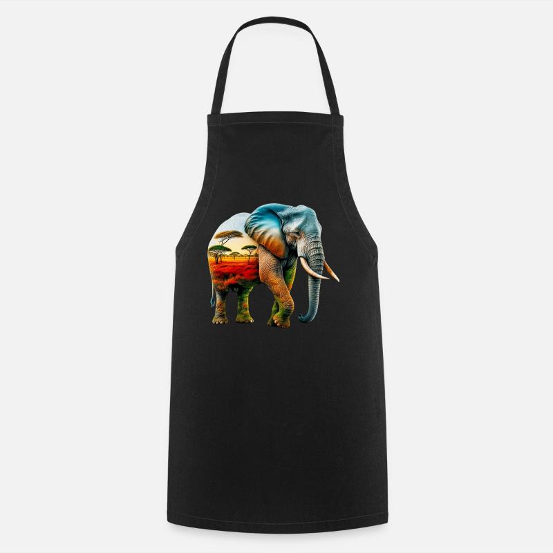Elefant - Kochschürze - Schwarz