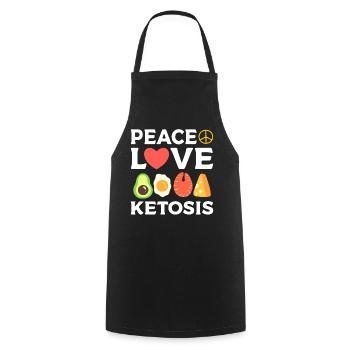 Peace Love Ketosis Fitness-Fanatiker - Kochschürze - Schwarz - Vorne - AI Model Male 185 dark (185cm)