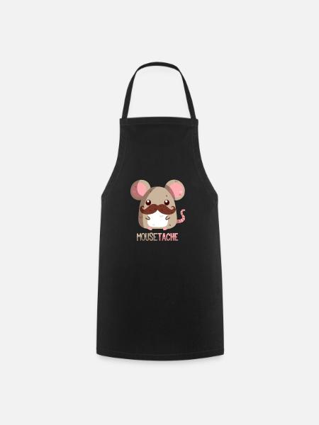 Souris avec une moustache - Tablier de cuisine - noir