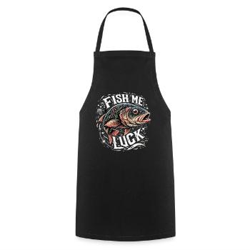 Pêchez-moi un cadeau de pêche porte-bonheur - Tablier de cuisine - noir - Devant - AI Model Male 185 dark (185cm)
