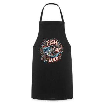 Pêchez-moi un cadeau de pêche porte-bonheur - Tablier de cuisine - noir - Devant - AI Model Male 185 dark (185cm)