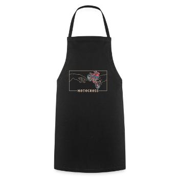 Michelangelo Creation of Adam Motocross Supermoto - Cooking Apron - black - Front - AI Model Male 185 dark (185cm)