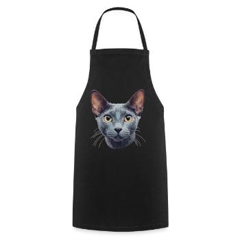 Chat bleu russe Russisch Blau Katze - Tablier de cuisine - noir - Devant - AI Model Male 185 dark (185cm)