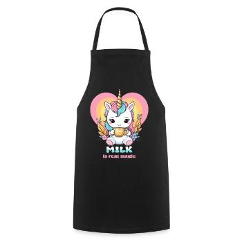 Licorne au lait sucré - Tablier de cuisine - noir - Devant - AI Model Male 185 dark (185cm)