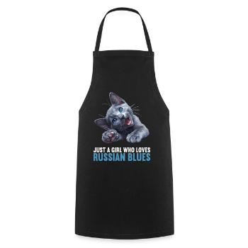 Chat bleu russe Russisch Blau Katze - Tablier de cuisine - noir - Devant - AI Model Male 185 dark (185cm)