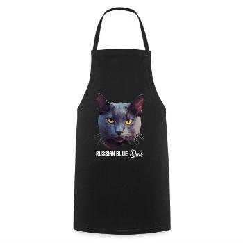 Chat bleu russe Russisch Blau Katze - Tablier de cuisine - noir - Devant - AI Model Male 185 dark (185cm)
