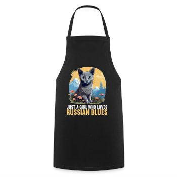 Chat bleu russe Russisch Blau Katze - Tablier de cuisine - noir - Devant - AI Model Male 185 dark (185cm)