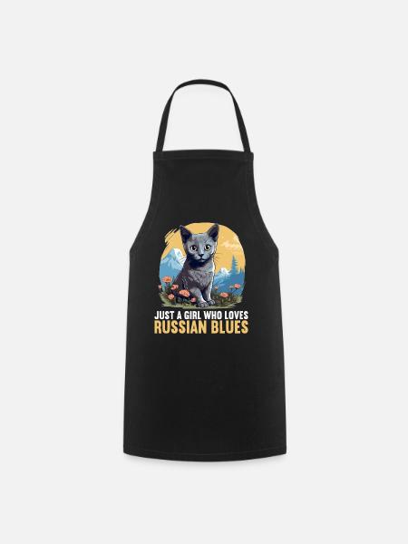 Chat bleu russe Russisch Blau Katze - Tablier de cuisine - noir
