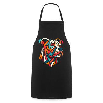 Staffordshire geometric bull terrier, staffy - Cooking Apron - black - Front - AI Model Male 185 dark (185cm)