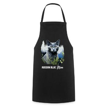 Chat bleu russe Russisch Blau Katze - Tablier de cuisine - noir - Devant - AI Model Male 185 dark (185cm)