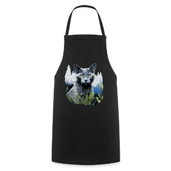 Chat bleu russe Russisch Blau Katze - Tablier de cuisine - noir - Devant - AI Model Male 185 dark (185cm)