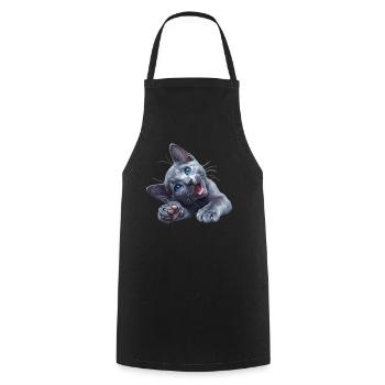 Chat bleu russe Russisch Blau Katze - Tablier de cuisine - noir - Devant - AI Model Male 185 dark (185cm)
