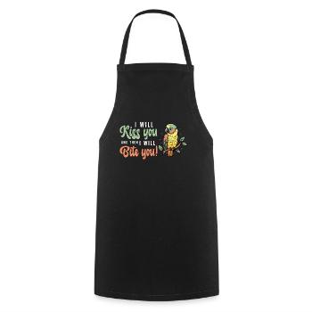 Conure I Will Kiss You And Then Parrot Bird Lover - Cooking Apron - black - Front - AI Model Male 185 dark (185cm)