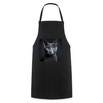Chat bleu russe Russisch Blau Katze - Tablier de cuisine - noir - Devant - AI Model Male 185 dark (185cm)