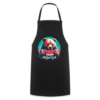 Watermelon Arbusik Bear Yummy Gift - Cooking Apron - black - Front - AI Model Male 185 dark (185cm)