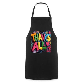 Happy Thank You Graffiti Design - Cooking Apron - black - Front - AI Model Male 185 dark (185cm)