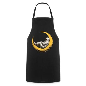 An astronaut on a crescent Moon - Cooking Apron - black - Front - AI Model Male 185 dark (185cm)