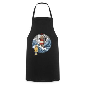 Lighthouse Sea Girl Maritime Coast - Cooking Apron - black - Front - AI Model Male 185 dark (185cm)