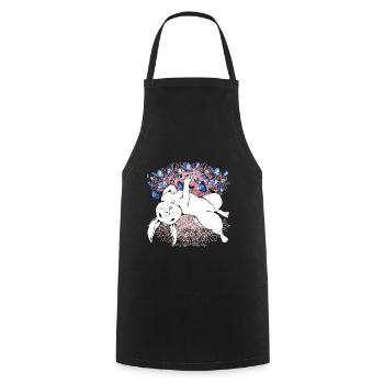Bunny Nature Spring Butterflies Insects - Cooking Apron - black - Front - AI Model Male 185 dark (185cm)