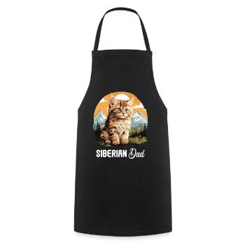 Siberian Cat Sibirische Katze - Cooking Apron - black - Front - AI Model Male 185 dark (185cm)