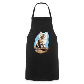 Siberian Cat Sibirische Katze - Cooking Apron - black - Front - AI Model Male 185 dark (185cm)