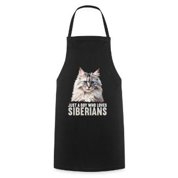 Siberian Cat Sibirische Katze - Cooking Apron - black - Front - AI Model Male 185 dark (185cm)