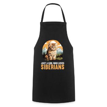 Siberian Cat Sibirische Katze - Cooking Apron - black - Front - AI Model Male 185 dark (185cm)