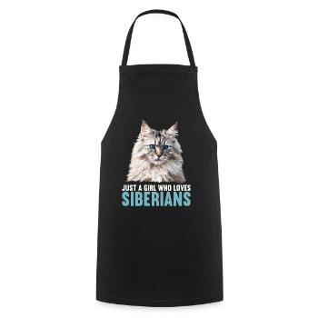Siberian Cat Sibirische Katze - Cooking Apron - black - Front - AI Model Male 185 dark (185cm)