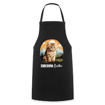 Siberian Cat Sibirische Katze - Cooking Apron - black - Front - AI Model Male 185 dark (185cm)