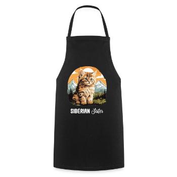 Siberian Cat Sibirische Katze - Cooking Apron - black - Front - AI Model Male 185 dark (185cm)