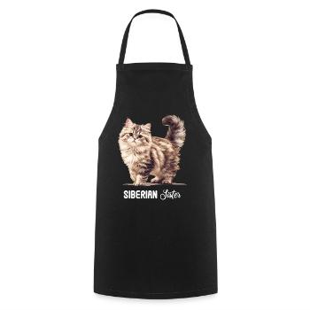 Siberian Cat Sibirische Katze - Cooking Apron - black - Front - AI Model Male 185 dark (185cm)