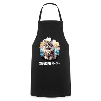 Siberian Cat Sibirische Katze - Cooking Apron - black - Front - AI Model Male 185 dark (185cm)