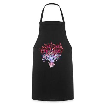 arbre, printemps, insectes, papillons, nature - Tablier de cuisine - noir - Devant - AI Model Male 185 dark (185cm)