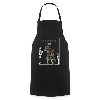Geckos Chinois Hanzi Lézard Gekkota à crête - Tablier de cuisine - noir - Devant - AI Model Male 185 dark (185cm)
