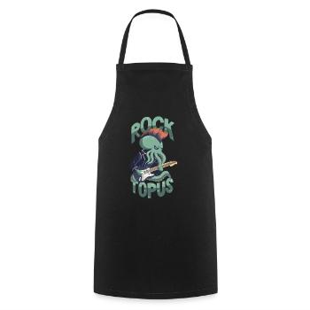 Rocker Octopus / Pun / Rocktopus - Cooking Apron - black - Front - AI Model Male 185 dark (185cm)