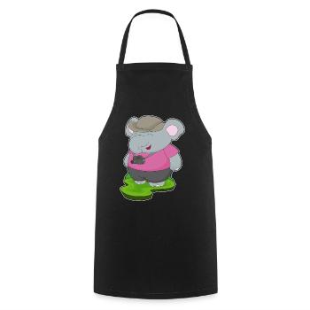 Elephant Photographer Camera - Cooking Apron - black - Front - AI Model Male 185 dark (185cm)