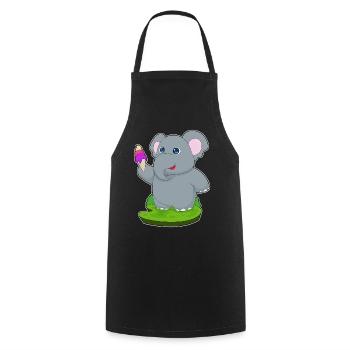 Elefant Waffeleis - Kochschürze - Schwarz - Vorne - AI Model Male 185 dark (185cm)