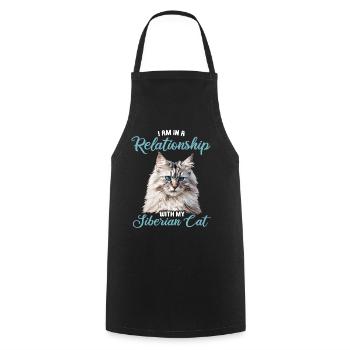 Siberian Cat Sibirische Katze - Cooking Apron - black - Front - AI Model Male 185 dark (185cm)