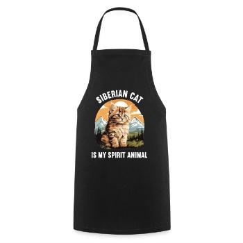 Siberian Cat Sibirische Katze - Cooking Apron - black - Front - AI Model Male 185 dark (185cm)