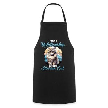 Siberian Cat Sibirische Katze - Cooking Apron - black - Front - AI Model Male 185 dark (185cm)