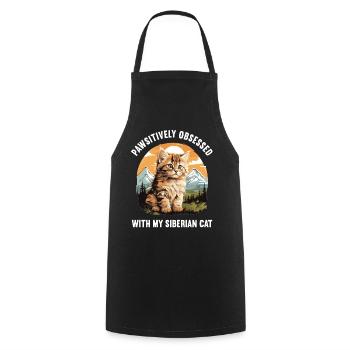 Siberian Cat Sibirische Katze - Cooking Apron - black - Front - AI Model Male 185 dark (185cm)