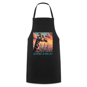 Casque sur le monde éteint - Tablier de cuisine - noir - Devant - AI Model Male 185 dark (185cm)