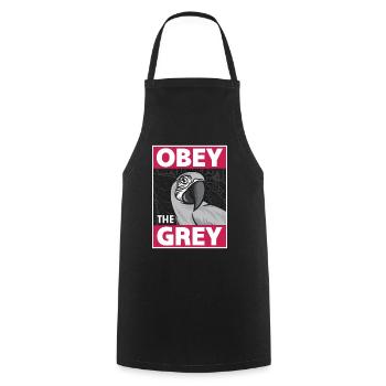 African Grey Obey The Grey Bird Owner Parrot Lover - Kochschürze - Schwarz - Vorne - AI Model Male 185 dark (185cm)