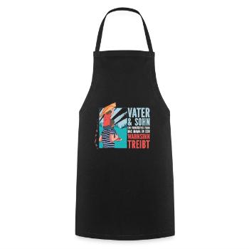 Father & Son a Crazy Team Partner Look - Cooking Apron - black - Front - AI Model Male 185 dark (185cm)