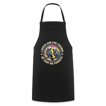 Gris africain j’ai demandé à Dieu pour les amis perroquet propriétaire - Tablier de cuisine - noir - Devant - AI Model Male 185 dark (185cm)