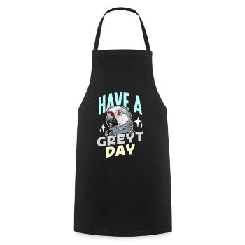 Gris africain ont un propriétaire d’oiseau perroquet Greyt Day - Tablier de cuisine - noir - Devant - AI Model Male 185 dark (185cm)