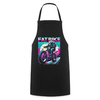 Retrowave Skelett Biker Fatbike Retro Sunset - Kochschürze - Schwarz - Vorne - AI Model Male 185 dark (185cm)