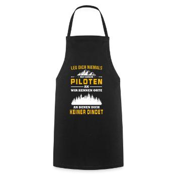 Flugzeug Tshirt Herren Helikopter Pilot Flieger - Kochschürze - Schwarz - Vorne - AI Model Male 185 dark (185cm)
