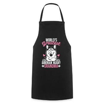 Dog Grandma Funny Siberian Husky Pawma Fur Dog - Cooking Apron - black - Front - AI Model Male 185 dark (185cm)